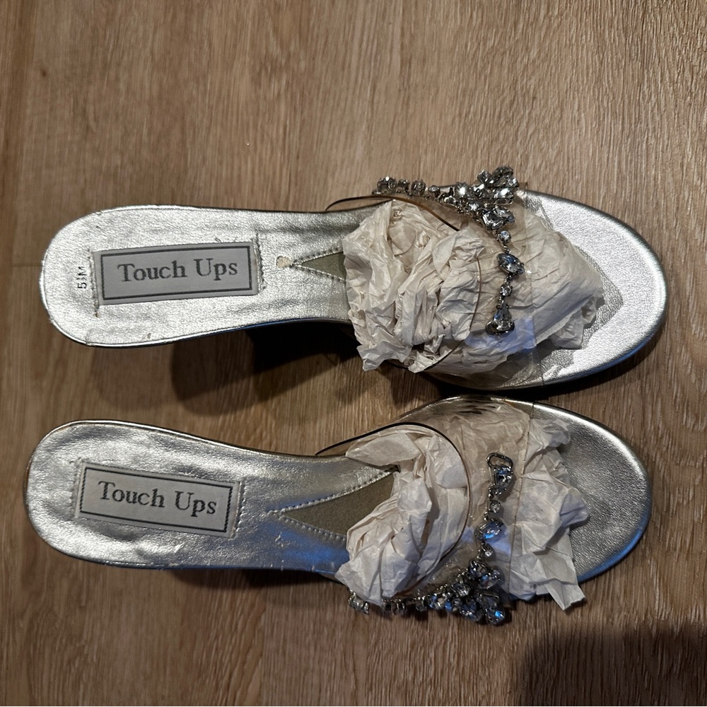 Touch Ups Silver Heeled Sandals with Embellishments